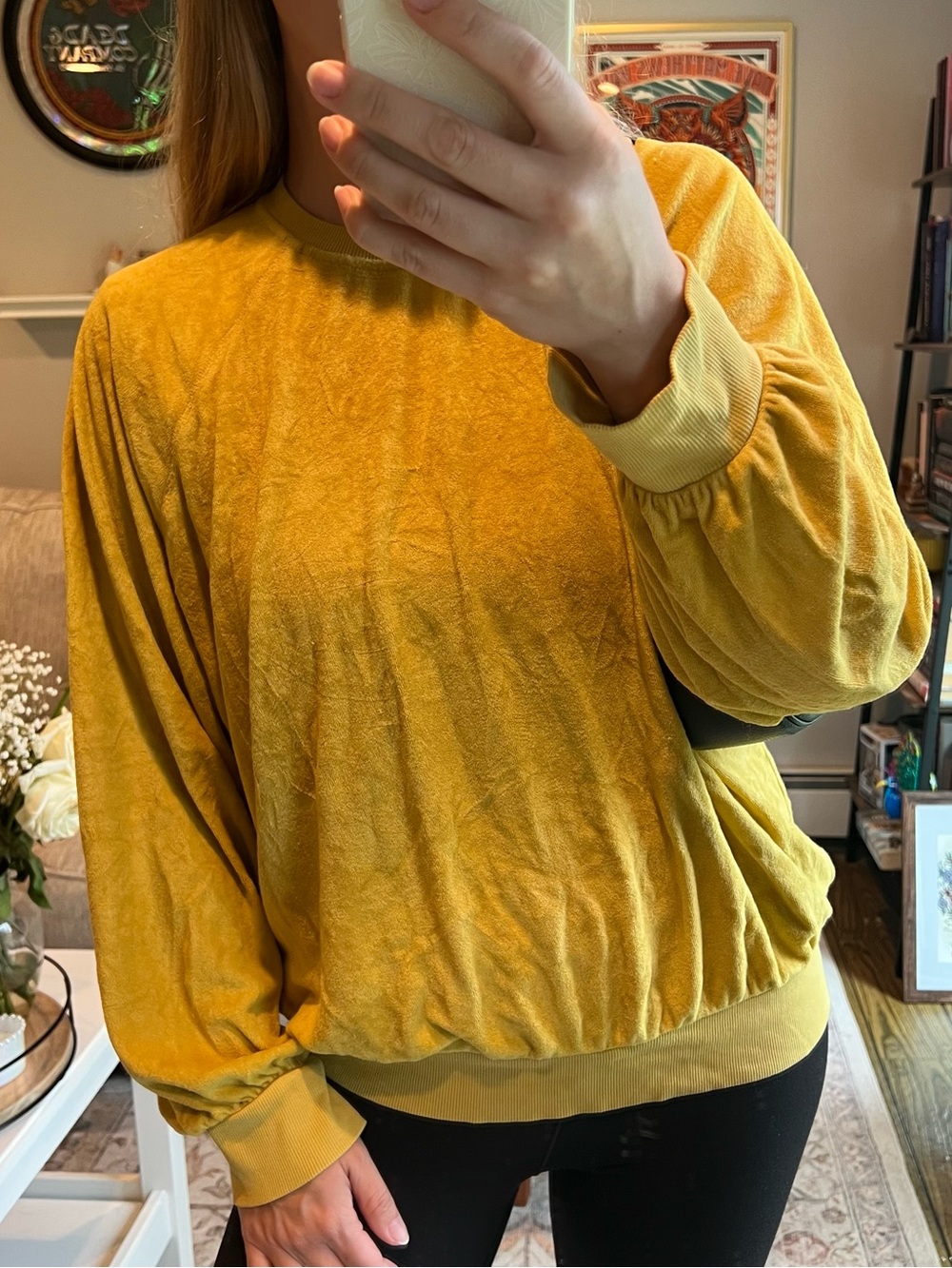 Yellow velour sweater